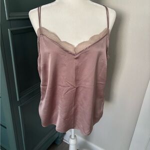 Abercrombie & Fitch Lace-Trim Satin Camisole in Dusty Rose